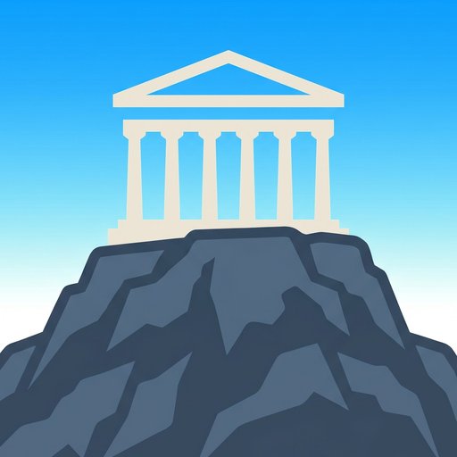 Demades logo — a temple on a mountaintop